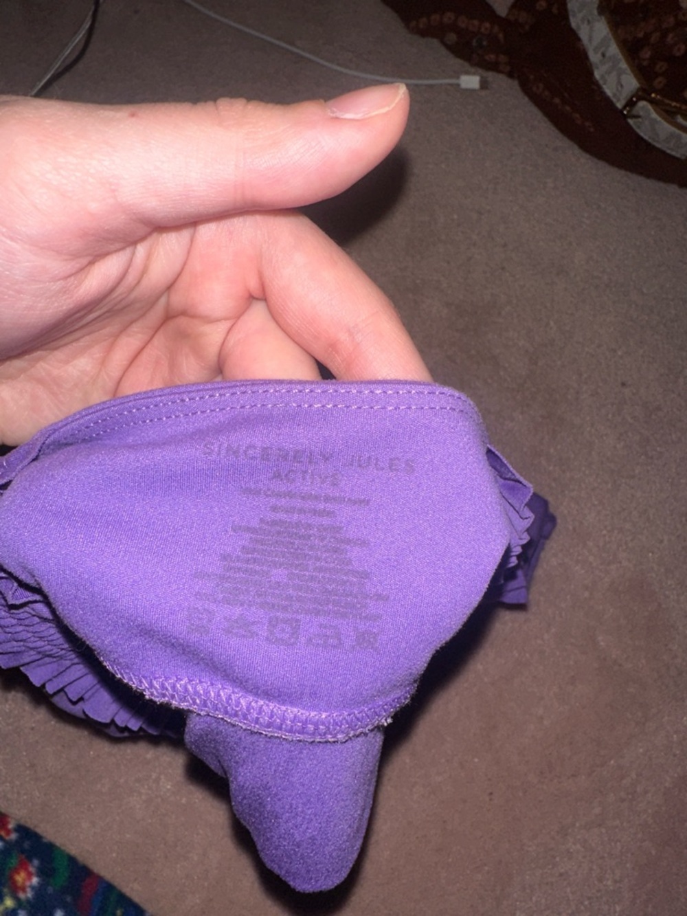 Sincerely Jules Active Ruffle Strap Athletic Top Low Support Purple - Picture 3 of 3